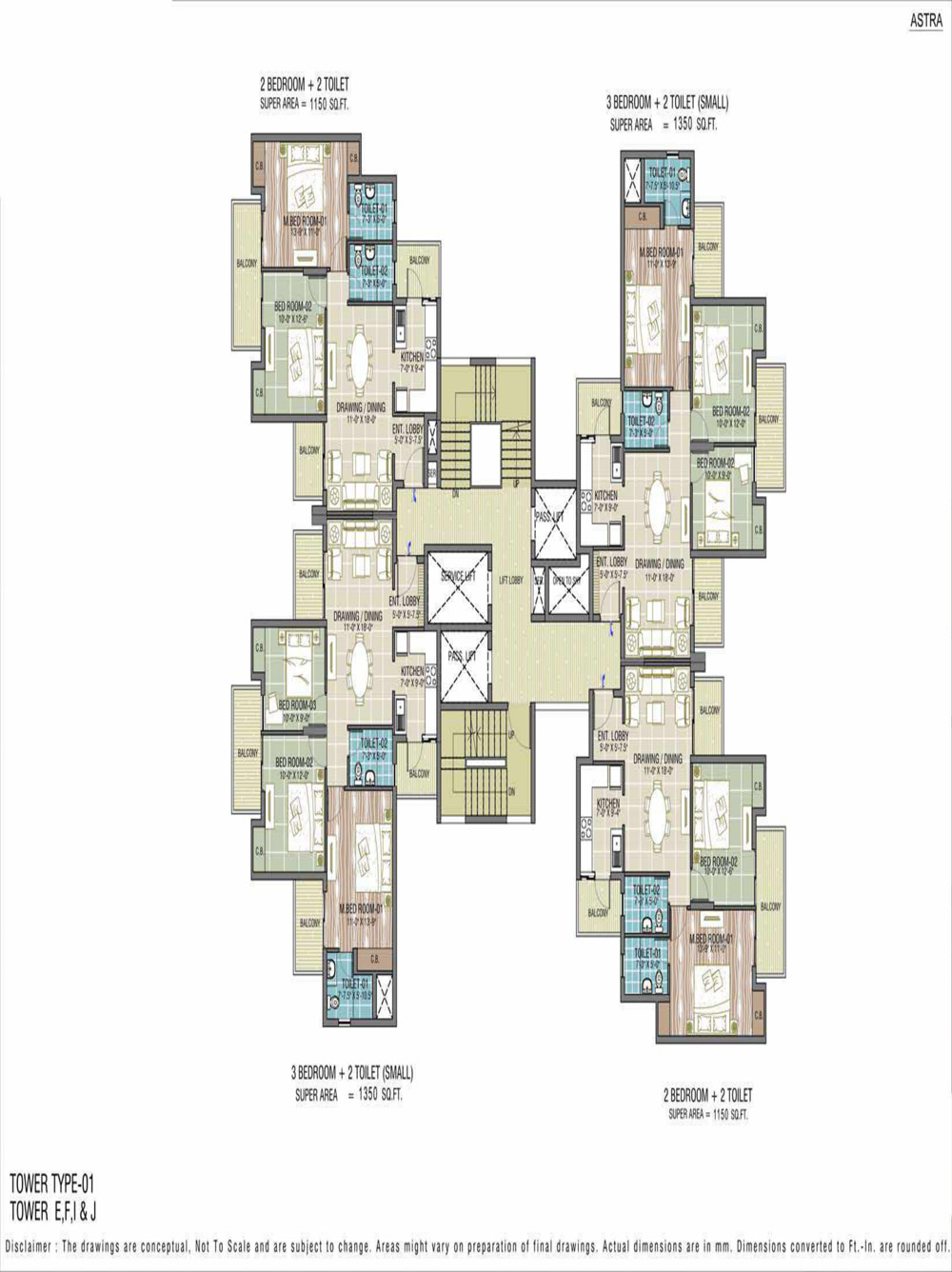 Express Astra 3BHk Flats Floor Plan