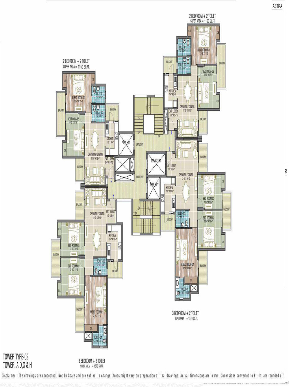 Express Astra 3BHk Flats Floor Plan
