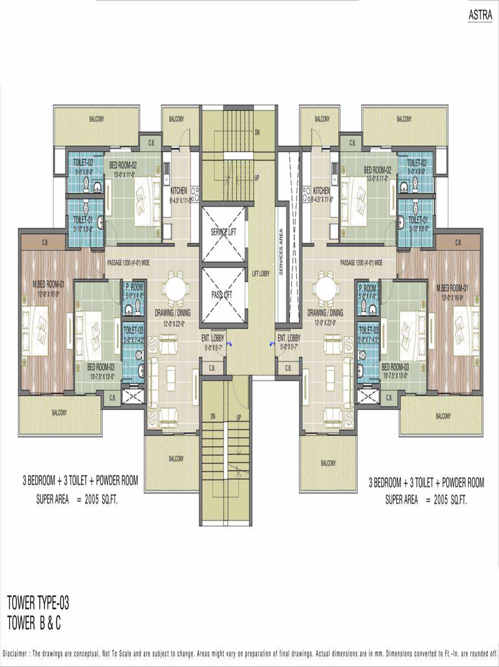 Express Astra 3BHk Flats Floor Plan